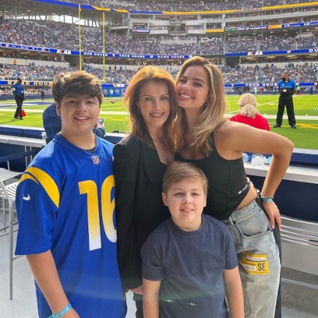 Sheri Easterling with her kids including Addison Rae in Sofi Stadium.